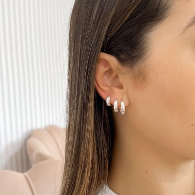 trio argola lisa com zirconias em prata 925 glamour pratas 2