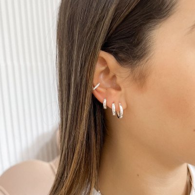 trio brinco argola lisa com zirconias fina em prata 925 glamour pratas 1