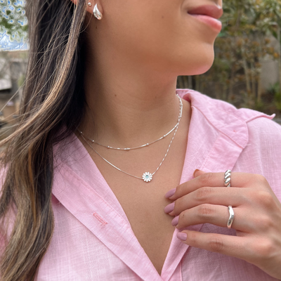 colar flor margarida azul madreperola prata 925 glamour pratas 6