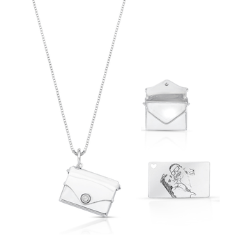 colar de prata relicario personalizado envelope e carta prata 925 glamour pratas