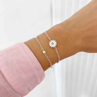 pulseira flor margarida madreperola em prata 925 glamour pratas 1