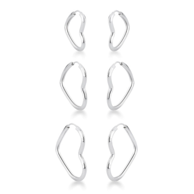 argola coracao lisa prata 925