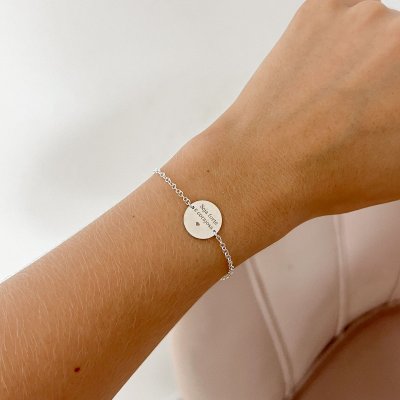 pulseira medalha m personalizada nome frase inicial prata 925 1