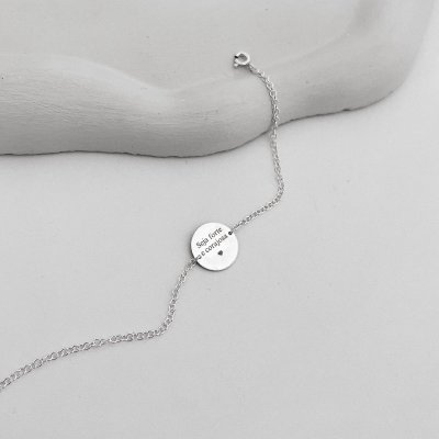 pulseira medalha m personalizada nome frase inicial prata 925 2