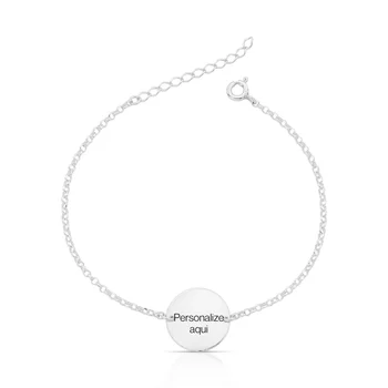 pulseira medalha m personalizada nome frase inicial prata 925 1