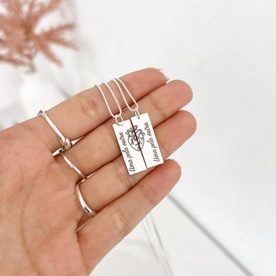 colar personalizado plaquinha retangular kit prata 925 glamour pratas 2