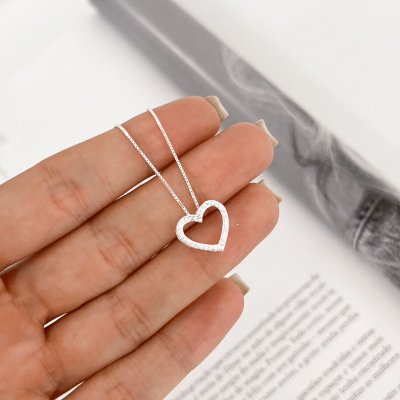 colar coracao vazado cravejado prata 925 glamour pratas 2