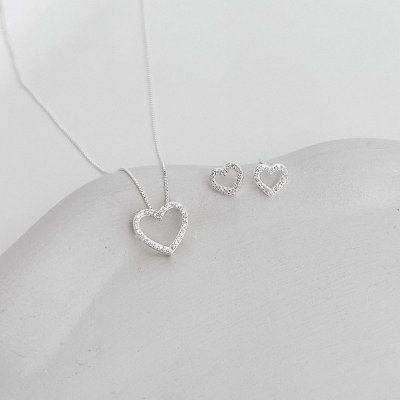 colar coracao vazado cravejado prata 925 glamour pratas 1