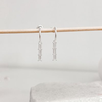 brinco meia argola zirconias prata 925 2