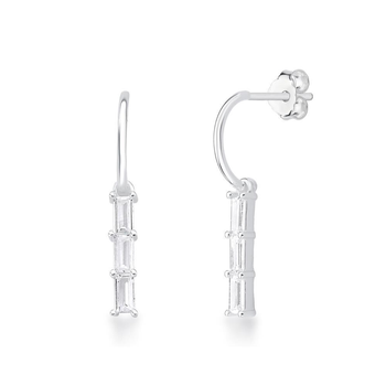 brinco meia argola zirconias prata 925 1