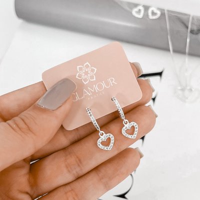 argola cravejada pingente coracao cravejado prata 925 2