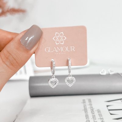 argola cravejada pingente coracao cravejado prata 925 3