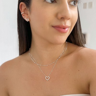 brinco coracao vazado cravejado prata 925 5