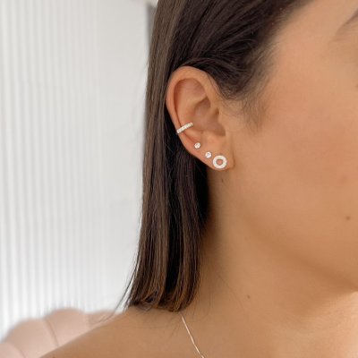 brinco circulo vazado cravejado prata 925 3