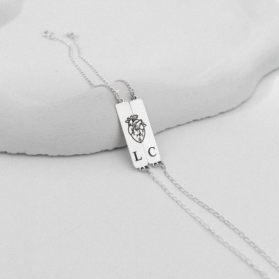 pulseira kit casal personalizada prata 925 glamour pratas 1