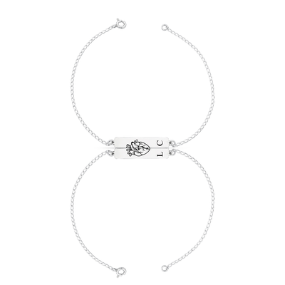 pulseira kit casal personalizada prata 925 glamour pratas 2