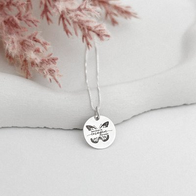 colar medalha borboleta asas nascem da coragem de mudar personalizado prata 925 glamour pratas 6