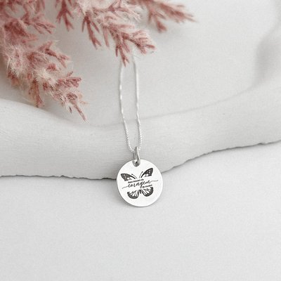 colar medalha borboleta asas nascem da coragem de mudar personalizado prata 925 glamour pratas 1