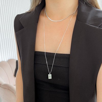 colar plaquinha oracao pai nosso e cruz masculino feminino prata 925 glamour pratas 3