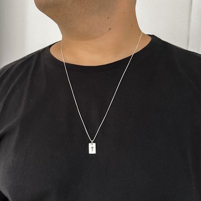 colar plaquinha oracao pai nosso e cruz masculino feminino prata 925 glamour pratas 6