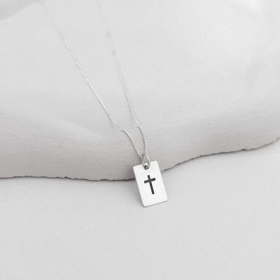 colar plaquinha oracao pai nosso e cruz masculino feminino prata 925 glamour pratas 7