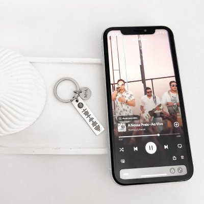 chaveiro personalizado spotify e medalha mini aco inox 1