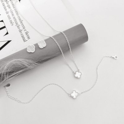 pulseira e colar trevo madreperola van clef virginia prata 925 glamour pratas 4