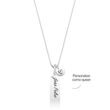 colar plaquinha personalizado nome frase e medalha prata 925 glamour pratas 1