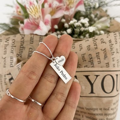 colar plaquinha personalizado prata 925