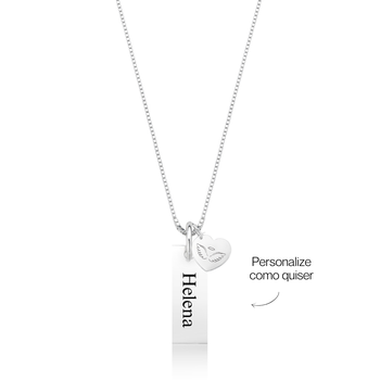 colar plaquinha personalizado prata 925