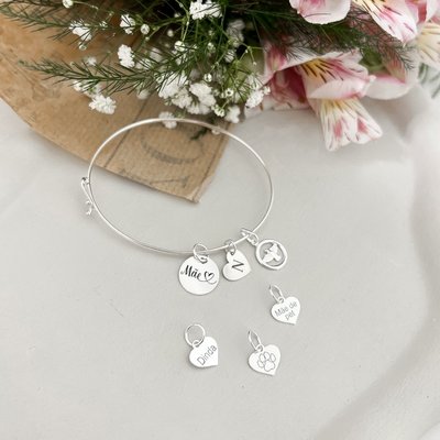bracelete pingentes monte o seu mae inicial divino patinha prata 925 1