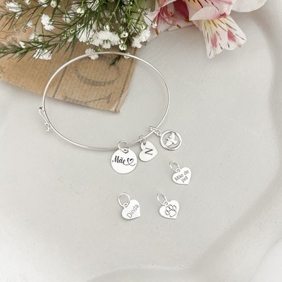 bracelete pingentes monte o seu mae inicial divino patinha prata 925 2