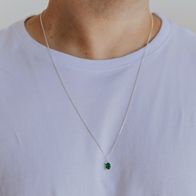 colar masculino verde esmeralda prata 925 2