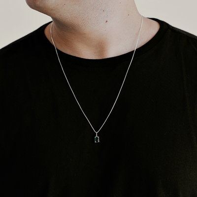 colar masculino verde esmeralda prata 925 3