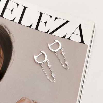 argola de prata cravejada corrente com zirconias glamour pratas 3