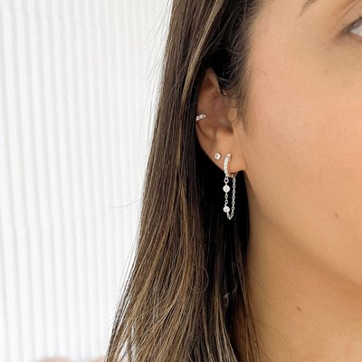 argola de prata cravejada corrente com zirconias glamour pratas