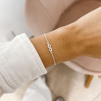 pulseira de prata infinito cravejado e liso glamour pratas 2