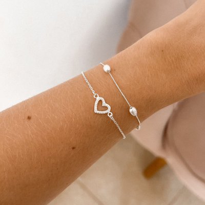 pulseira coracao cravejado prata 925 2