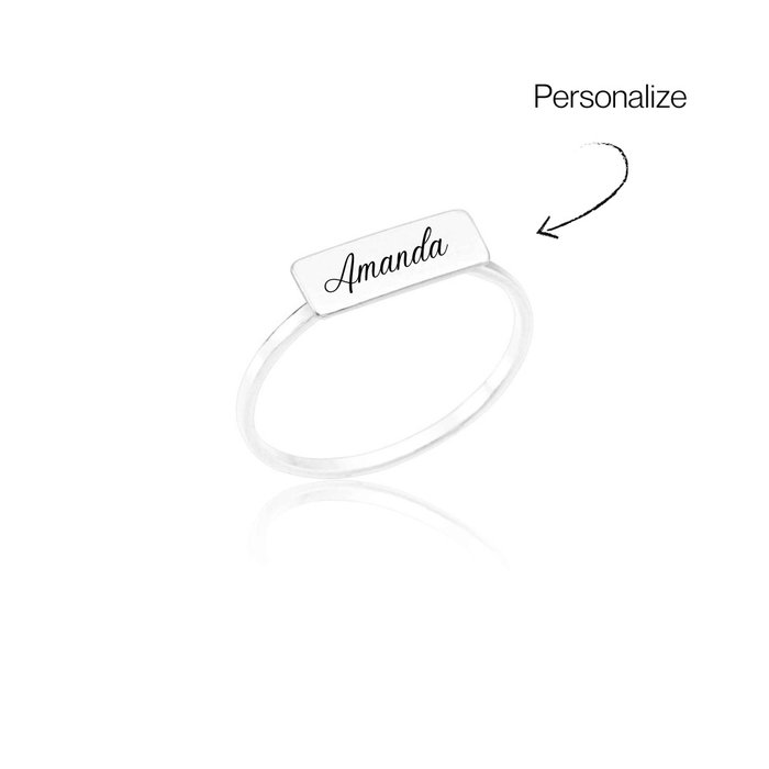 anel plaquinha personalizado nome data prata 925 4
