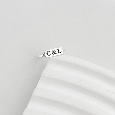 anel plaquinha personalizado nome data prata 925 5