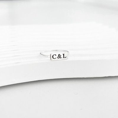 anel plaquinha personalizado nome data prata 925 6