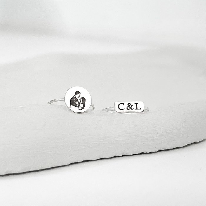 anel plaquinha personalizado nome data prata 925 7