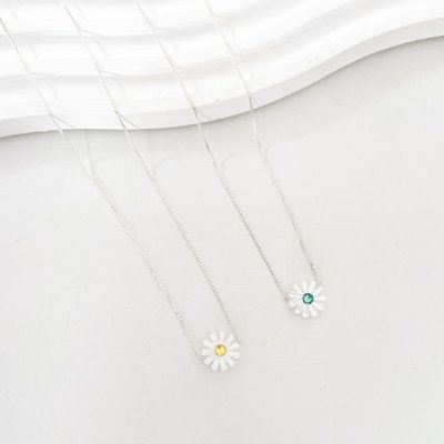 colar margarida em madreperola azul e amarelo prata 925 glamour pratas flor 5