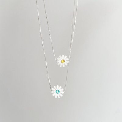 colar margarida em madreperola azul e amarelo prata 925 glamour pratas flor 6