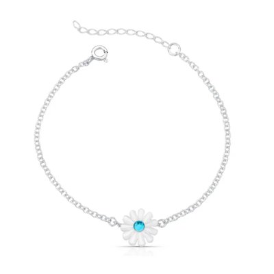 colar margarida em madreperola azul e amarelo prata 925 glamour pratas flor 9