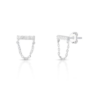 brinco corrente cravejado prata 925