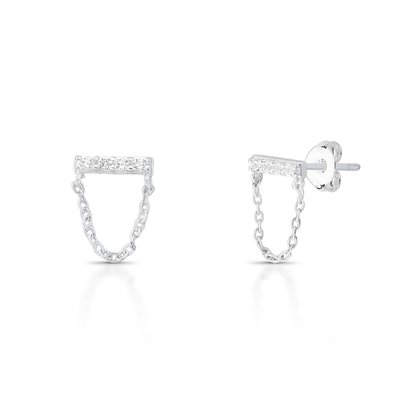 brinco corrente cravejado prata 925