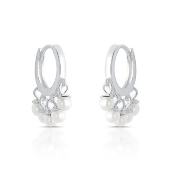 argola com perolas em prata 925