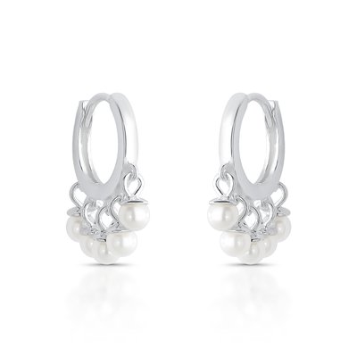 argola com perolas em prata 925