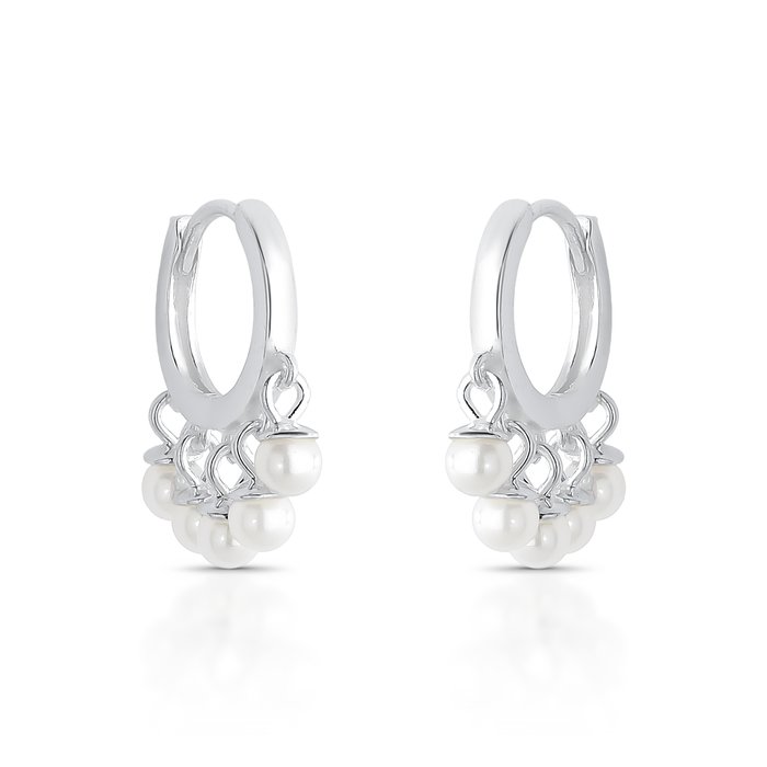 argola com perolas em prata 925